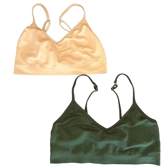 Saint Eve pair of bralettes green and tan size medium - Picture 1 of 2